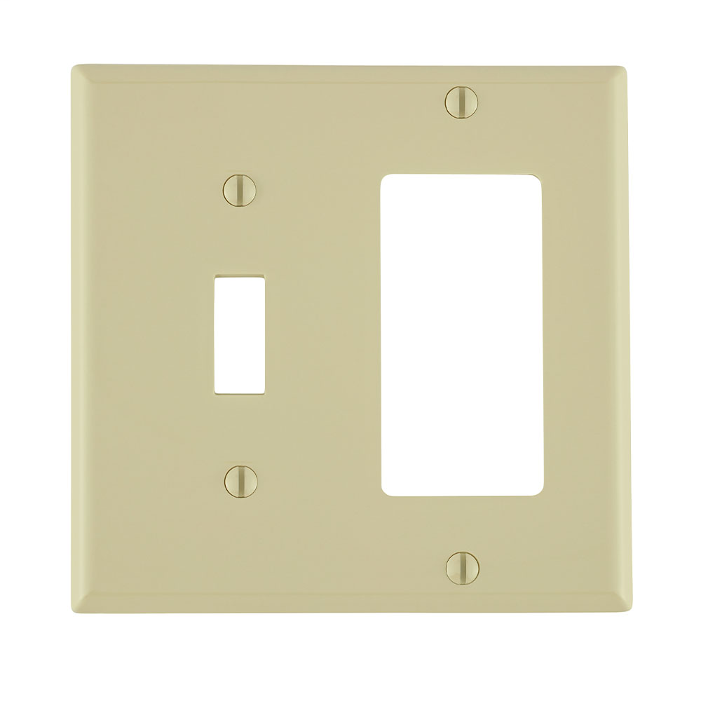 Leviton 80707-I 4.56 x 0.22 x 4.5 Inch 2-Gang Smooth Ivory Thermoplastic Nylon Device Mount Standard Combination Wallplate Leviton 80707-I 4.56 x 0.22 x 4.5 Inch 2-Gang Smooth Ivory Thermoplastic Nylon Device Mount Standard Combination Wallplate