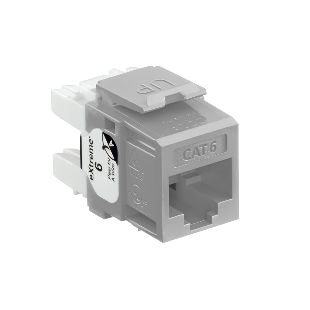 Leviton 61110-RG6 Category 6 Gray Plastic Snap-In 8-Position 8-Conductor UTP Jack Modular Connector Leviton 61110-RG6 Category 6 Gray Plastic Snap-In 8-Position 8-Conductor UTP Jack Modular Connector