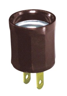 15 Amp, 660 Watt, 125 Volt, Medium Base Outlet to Lampholder - Brown
