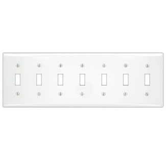 Leviton S601-W 7-Gang Standard Size Painted Metal Device Mount White Toggle Switch Wallplate Leviton S601-W 7-Gang Standard Size Painted Metal Device Mount White Toggle Switch Wallplate