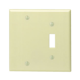Leviton 86006 4.56 x 0.22 x 4.5 Inch 2-Gang Smooth Ivory Thermoset Box Mount Standard Combination Wallplate Leviton 86006 4.56 x 0.22 x 4.5 Inch 2-Gang Smooth Ivory Thermoset Box Mount Standard Combination Wallplate