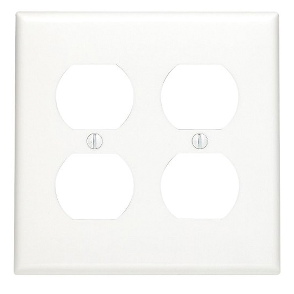 Leviton 80716-W 4.56 x 0.22 x 4.5 Inch 2-Gang Smooth White Nylon Device Mount Standard Duplex Receptacle Wallplate Leviton 80716-W 4.56 x 0.22 x 4.5 Inch 2-Gang Smooth White Nylon Device Mount Standard Duplex Receptacle Wallplate