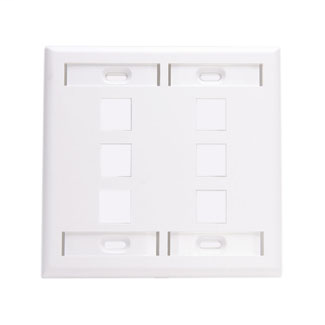 LEVITON 42080-6WP WHITE 6-PORT 2-GANG WALLPLATE W/ 4 LABELS LEVITON 42080-6WP WHITE 6-PORT 2-GANG WALLPLATE W/ 4 LABELS