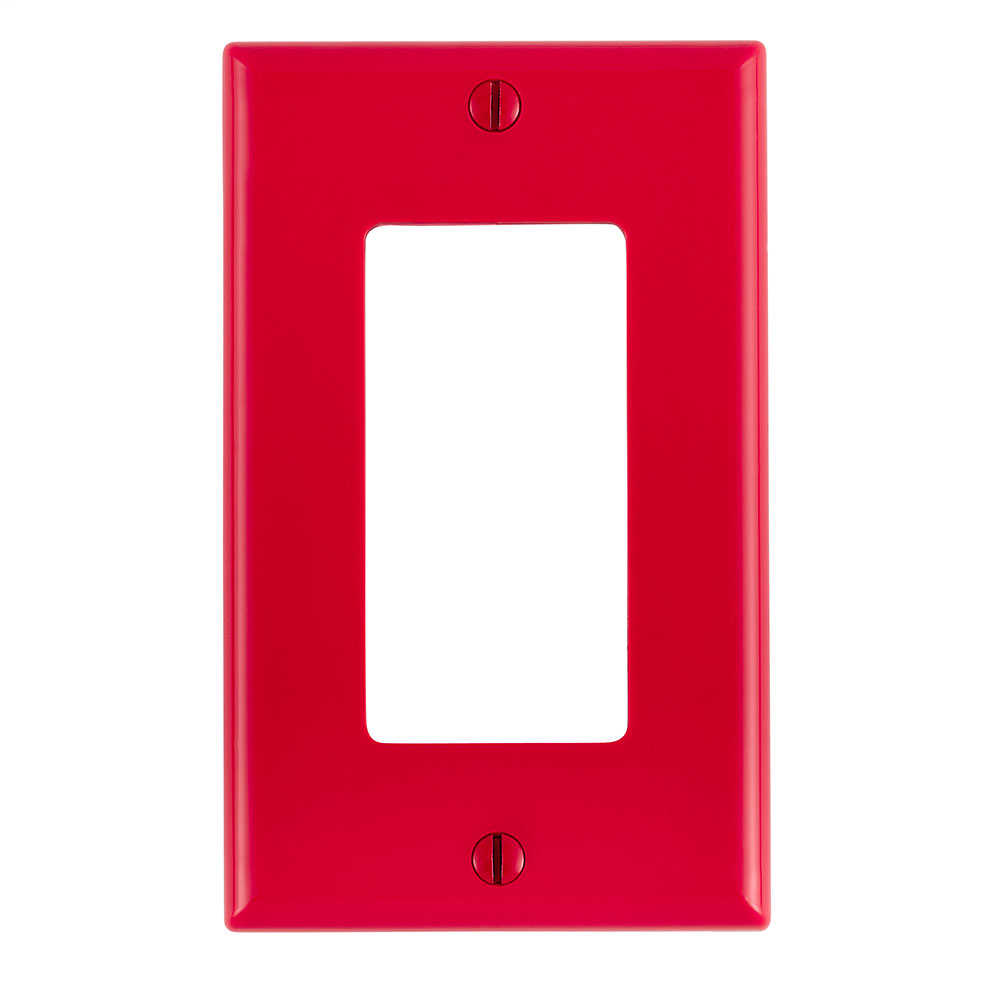 1-Gang Decora/GFCI Device Decora Wallplate/Faceplate, Standard Size, Thermoplastic Nylon, Device Mount, - Red
