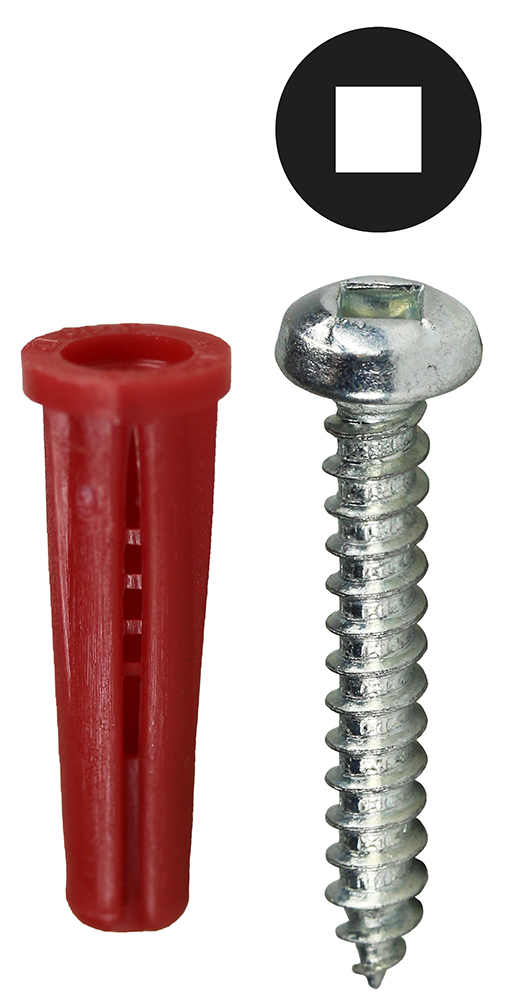 Item # RD3DDTP, (RD3DDTP) Red Collar Square Drive Screw Anchor