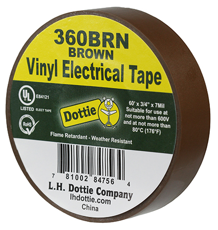 Item # 360BRN, (360BRN) Polyvinyl Chloride (PVC) Color Coding Adhesive Tape