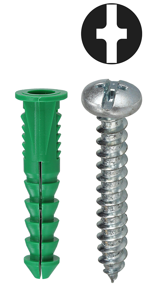 Item # 3AKTP, (3AKTP) Green Wing Phillips/Slotted Drive Screw Anchor