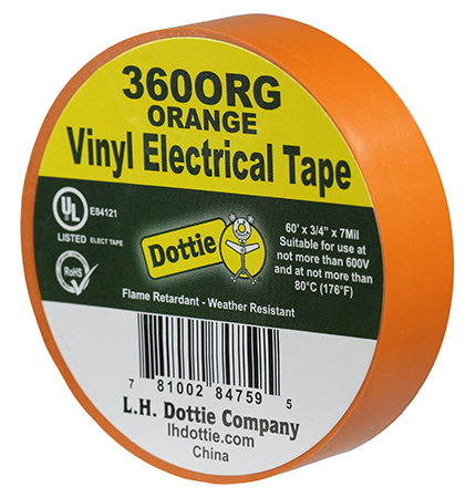 Item # 360ORG, (360ORG) Polyvinyl Chloride (PVC) Color Coding Adhesive Tape