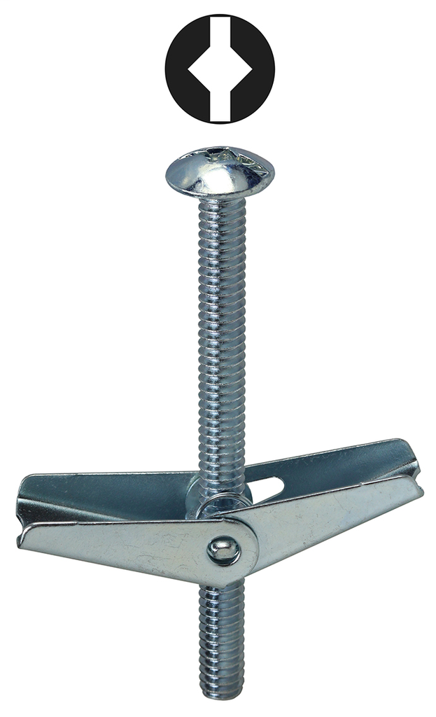Product image for LH Dottie TB363DS 3/16 x 3 Inch Zinc Plated Steel Square Mushroom Head Toggle Bolt