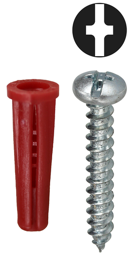 Item # K6COTP, (K6COTP) Red Collar Phillips/Slotted Drive Screw Anchor