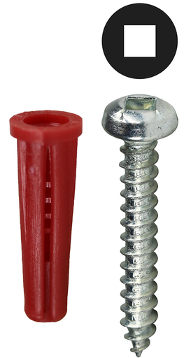 Item # K7DCTP, (K7DCTP) Red Collar Square Drive Screw Anchor