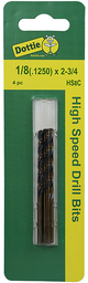 LH Dottie HS8C 1/8 Inch High Speed Steel Carded 4-Pack Drill Bit