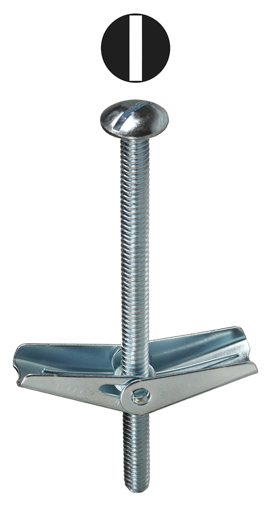 Product image for LH Dottie TB124 1/2 x 4 Inch Zinc Plated Steel Slotted Mushroom Head Toggle Bolt