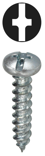 Product image for LH Dottie 2WS1012 #10 x 1/2 Inch Zinc Plated Steel 2-Way Phillips/Slotted Pan Head Sheet Metal Screw