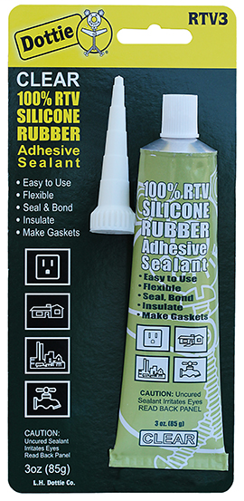 Product image for Dottie RTV3 Clear Silicone Sealant, 3oz Tube