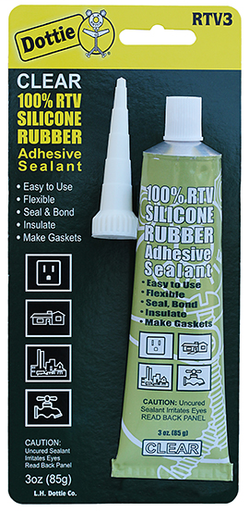 Product image for Dottie RTV3 Clear Silicone Sealant, 3oz Tube