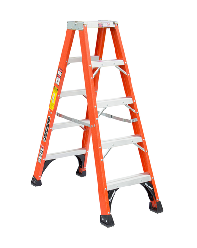 Product image for L-VIL FM1405HD 5FT FG TWIN STEPLADDER TYPE IAA 375LB FIBERGLASS TWIN STEPLADDER Type IAA 375lbs