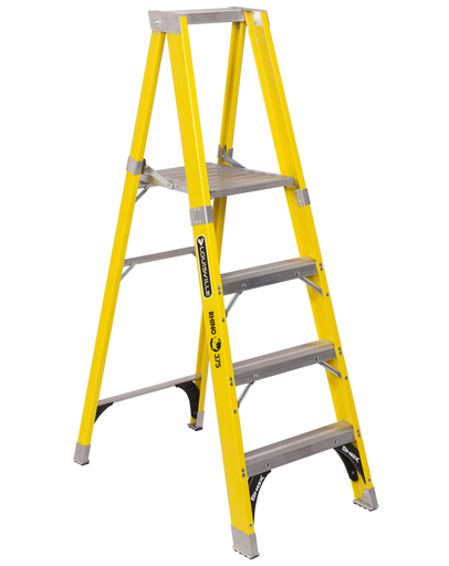 Product image for L-VIL FP1104HD FG TYPE IAA 375LB RATED PLATFORM STEPLADDER 4FT FIBERGLASS PLATFORM LADDER IAA 37lbs