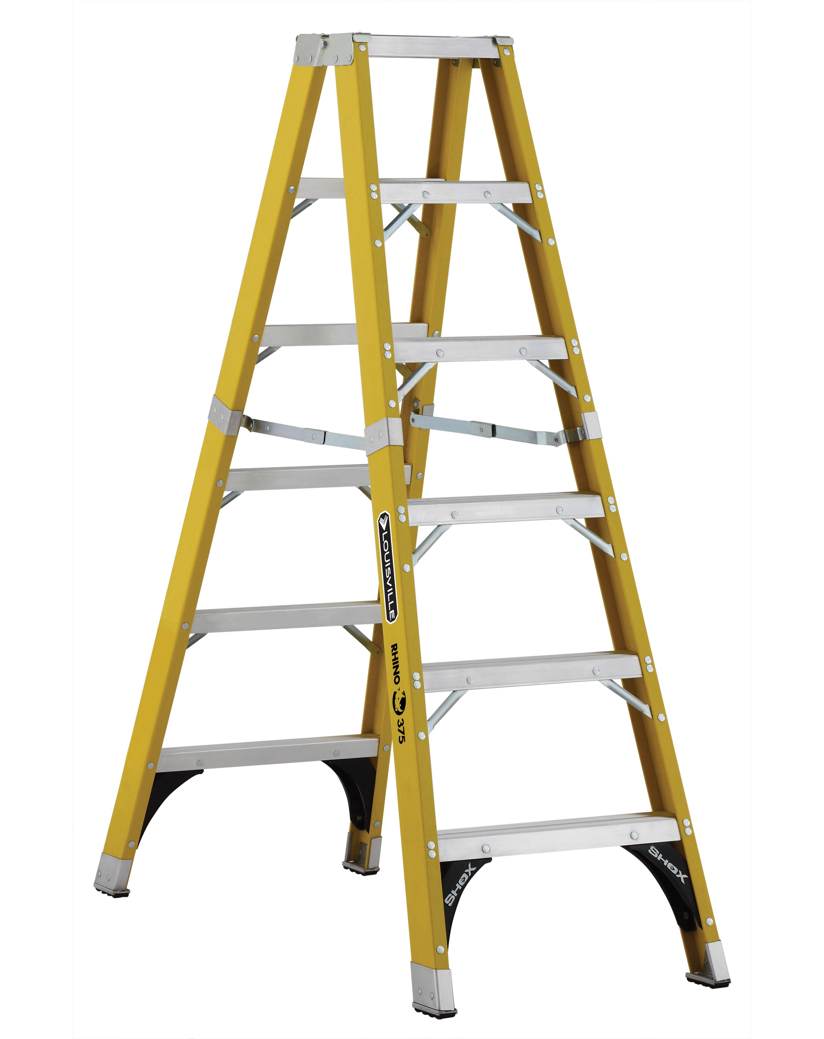 Product image for Louisville Ladder FM1106HD 6 Foot 375 lb Duty Rating Fiberglass Rhino Twin Front Ladder