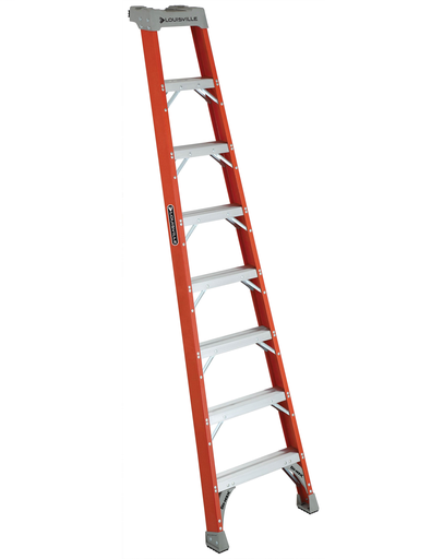 Product image for L-VIL FH1508 8FT FG PRO SHELF LADDER TYPE IA 300LB FIBERGLASS SHELF LADDER