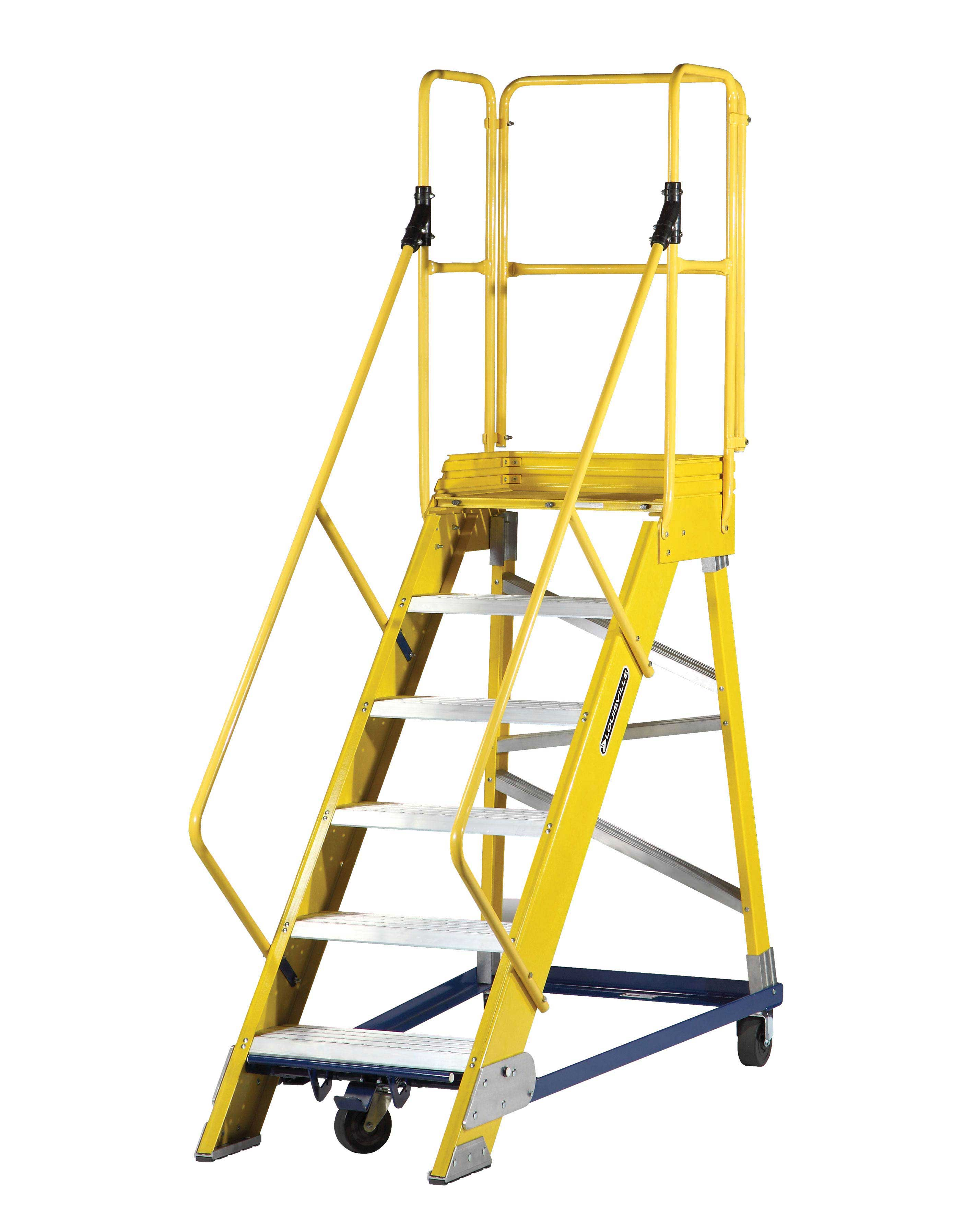 Product image for L-VIL FW2406 6FT FG WAREHOUSE LADDER TYPE IA 300LB FIBERGLASS WAREHOUSE LADDER Maintance Platform Type IA 300lbs