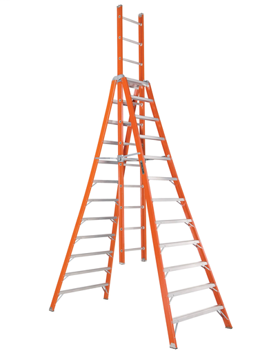 Product image for L-VIL FX1112 12FT FG TRESTLE EXTENSION LADDER TYPE IA 300LB FIBERGLASS TRESTLE LADDER