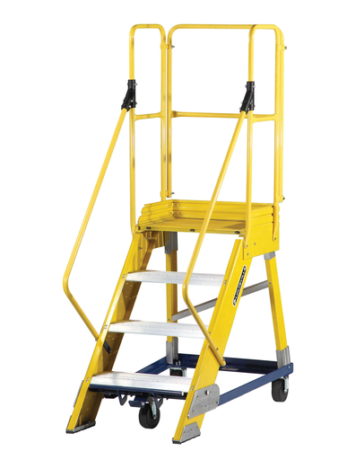 Product image for 4 ft Louisville FW2404 Fiberglass Warehouse Ladder, Type IA, 300 lb Load Capacity