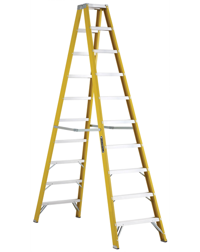 Product image for L-VIL FM2010 10FT FG TWIN STEPLADDER TYPE I 250LB FIBERGLASS TWIN STEPLADDER