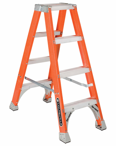 Product image for Louisville Ladder FM1504 4 Foot 300 lb Duty Rating Fiberglass Twin Front Ladder