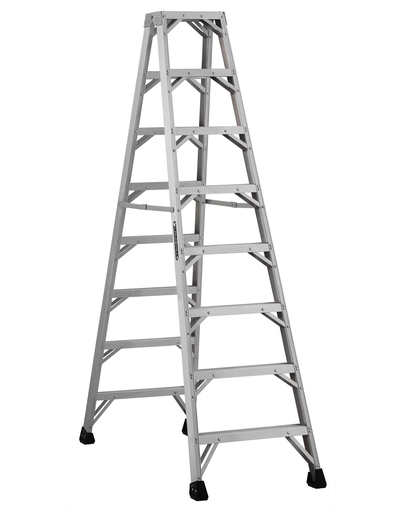 Product image for L-VIL L-2431-08MR 8FT AL TWIN STEPLADDER TYPE IAA 375LB MRI ALUMINUM STEPLADDER