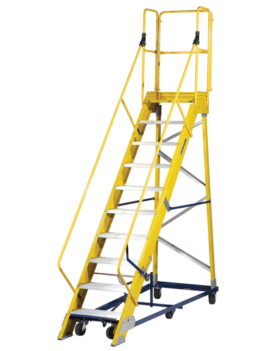 Product image for L-VIL FW2410 10FT FG WAREHOUSE LADDER TYPE IA 300LB FIBERGLASS WAREHOUSE LADDER Maintance Platform Type IA 300lbs
