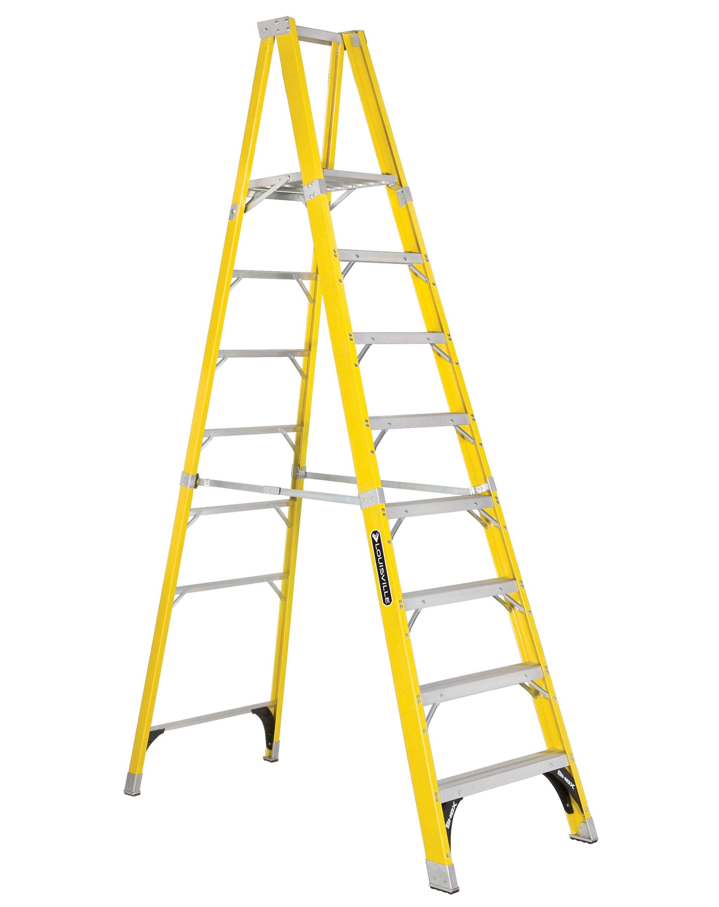 Product image for L-VIL FP1108HD FG TYPE IAA 375LB RATED PLATFORM STEPLADDER 8FT FIBERGLASS PLATFORM LADDER IAA 37lbs