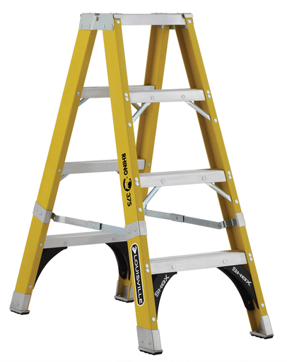 Product image for Louisville Ladder FM1104HD 4 Foot 375 lb Duty Rating Fiberglass Rhino Twin Front Ladder