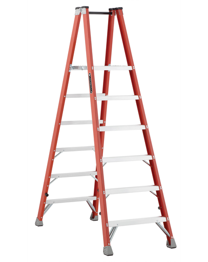 Product image for L-VIL FMP1506 6FT FG TWIN PLATFORM STEPLADDER TYPE IA 300LB FIBERGLASS TWIN PLATFORM