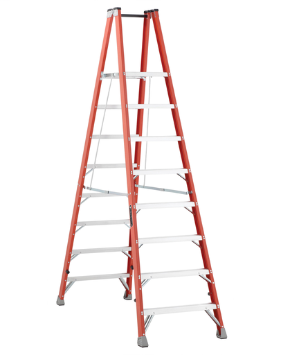 Product image for L-VIL FMP1508 8FT FG TWIN PLATFORM STEPLADDER TYPE IA 300LB FIBERGLASS TWIN PLATFORM