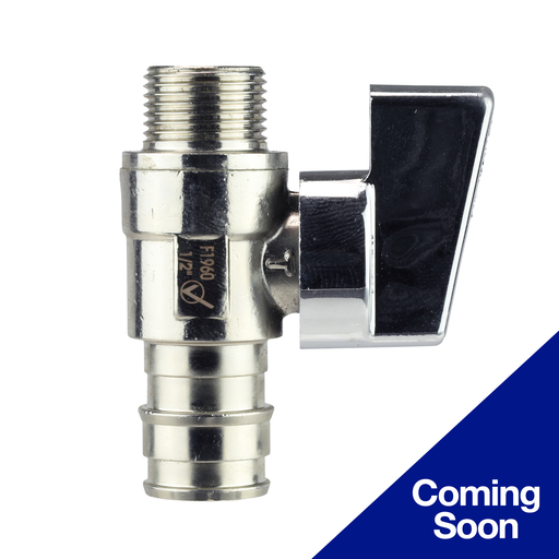 Value Engineered Quarter Turn Straight Valves, 1/2" Uponor PEX INLET x 3/8" O.D. Compr. OUTLET