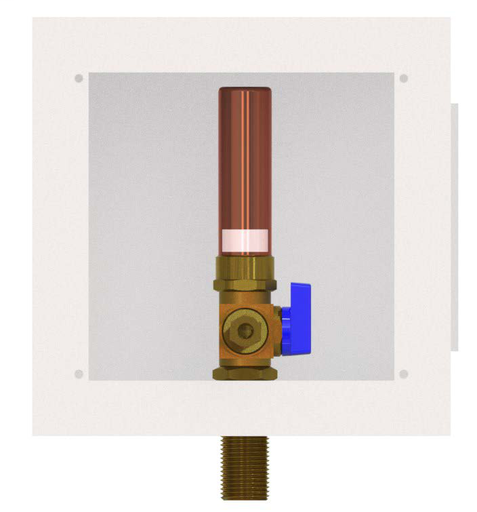 Metal Ice Maker Box With Water Hammer Arrester, White, 1/2" CPVC x 1/4" Compr.
