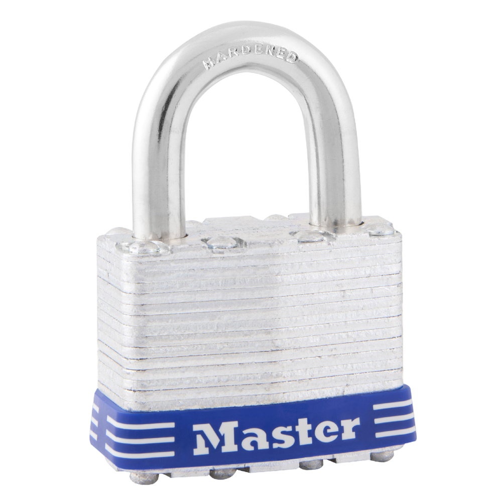 Master Lock 1D Laminated Steel Pin Tumbler Padlock with Hardened Steel Shackle