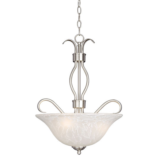 Product image for Basix 3 Light Inverted Bowl Pendant - Satin Nickel w/ Ice Glass