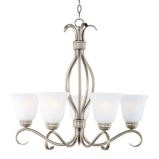 Product image for Basix 5 Light Chandelier - Satin Nickel w/ Ice Glass
