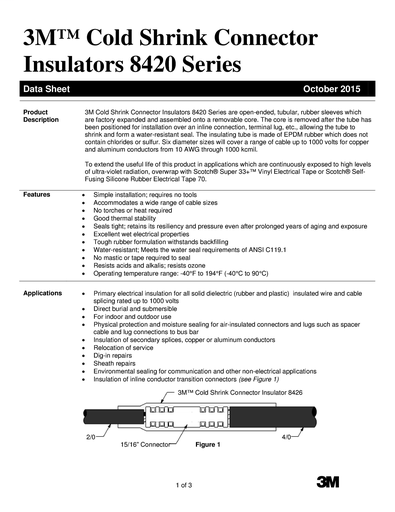 Mayer-DDS-3M™ Cold Shrink Insulator 8424-8, 10-1/0 AWG (6-16 mm²), 10/case-1