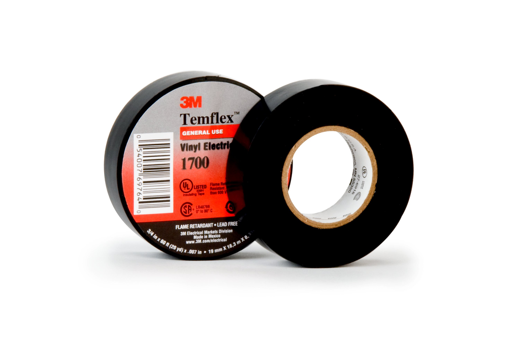 Mayer-DDS-3M™ Temflex™ Vinyl Electrical Tape 1700, 2 in x 36 yd, Black, 25rolls/Case-1