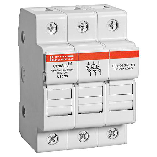 Ferraz Shawmut USCC3 3-Pole 30 Amp 600 Volt Class CC Modular Fuse Holder Ferraz Shawmut USCC3 3-Pole 30 Amp 600 Volt Class CC Modular Fuse Holder