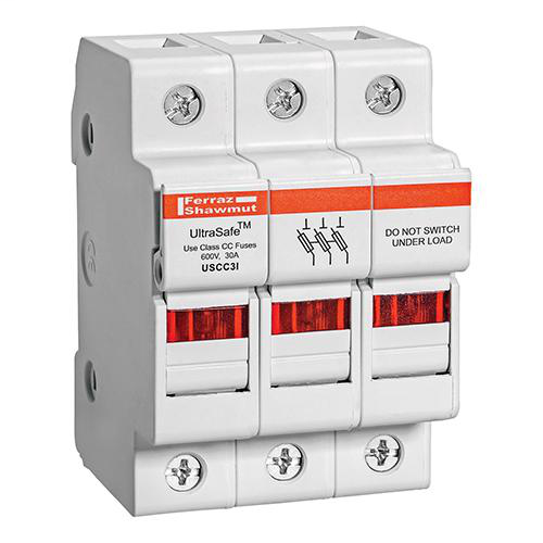 Fuse Holders 600V 30A Class CC 3-pole Light Indicator