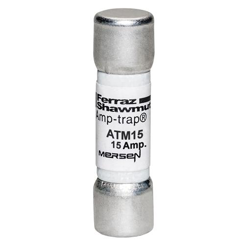 Mersen ATM15 Fast-Acting Amp-Trap Midget ATM Fuse - 15amp. Rated 600 volts AC & DC, with a 100kA interrupting rating Product image for Mersen ATM15 Fast-Acting Amp-Trap Midget ATM Fuse - 15amp. Rated 600 volts AC & DC, with a 100kA interrupting rating