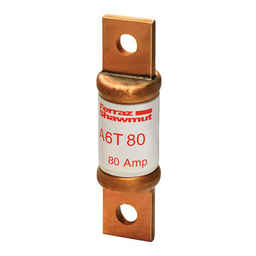 Product image for Mersen A6T80 Class T / Fast-Acting A6T Fuse - 80amp. High current limitation / small physical size. Rated 600 volts AC / 300 volts DC