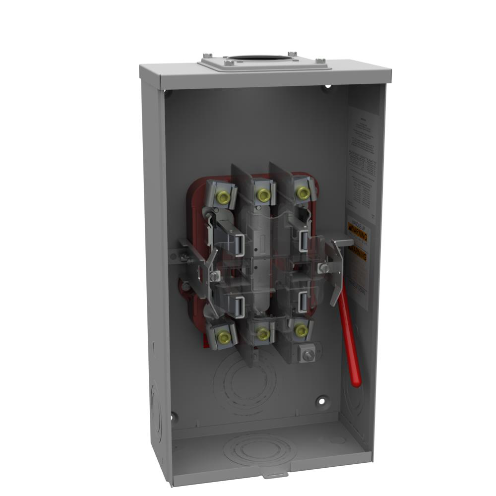Ringless Meter Socket - 4.844L x 10W x18.5H - 200A - 4 Terminal - Large Hub Opening Adapted to Small Hub Opening