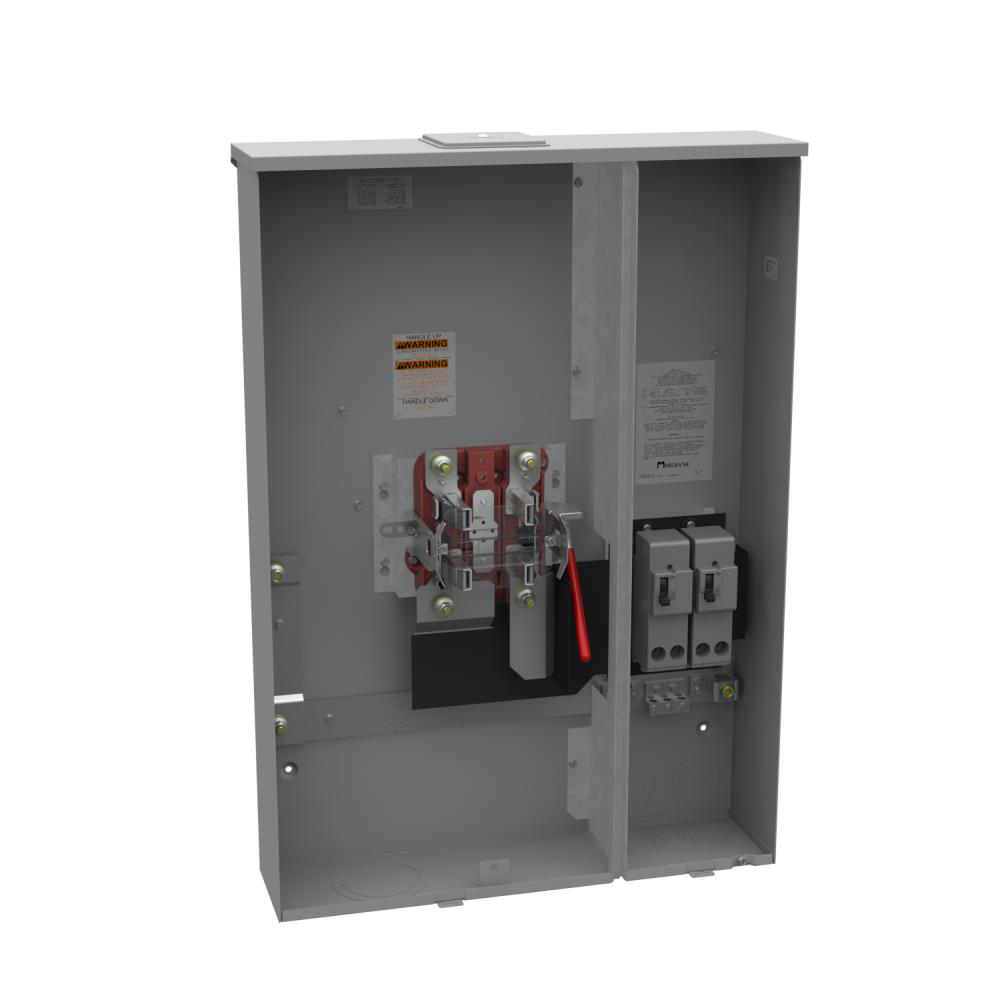 Ringless Meter Socket - 6L x 24.5W x35H - 320A - 4 Terminal - Large Closing Plate