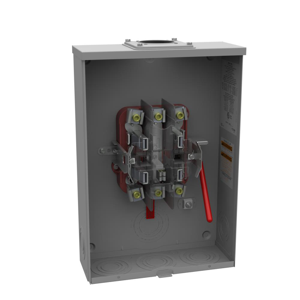 Ringless Meter Socket - 4.844L x 13W x19H - 200A - 5 Terminal - Large Hub Opening Adapted to Small Hub Opening