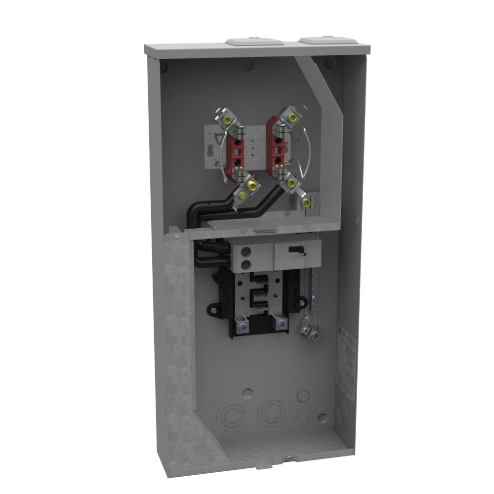 Ringless Meter Socket - 4.5L x 14.125W x30H - 200A - 4 Terminal - Twin Small Closing Plates